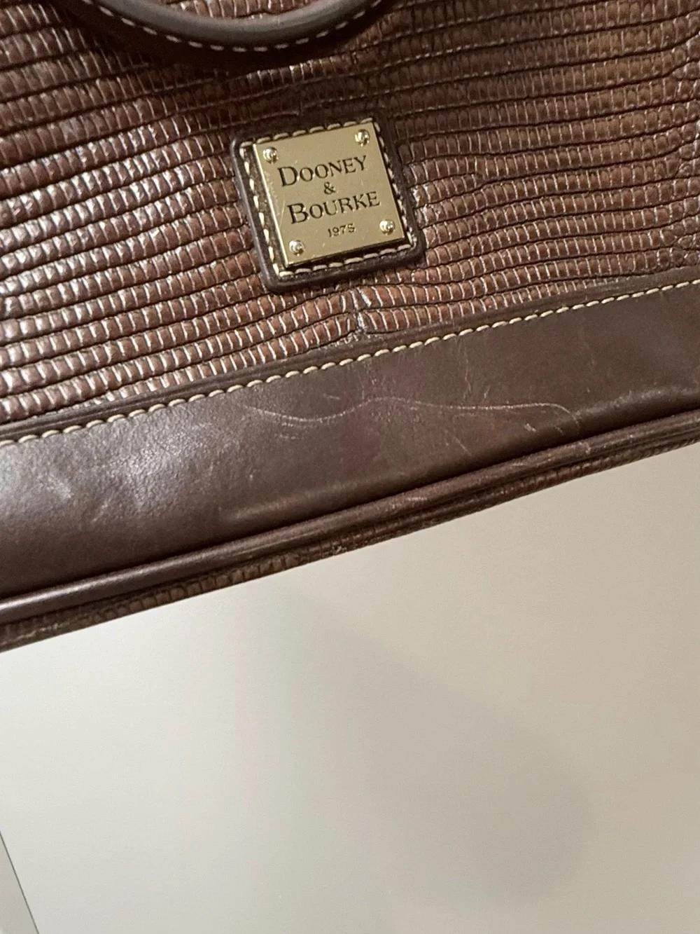 Dooney & Bourke Chocolate Brown Lizard-Embossed Satchel